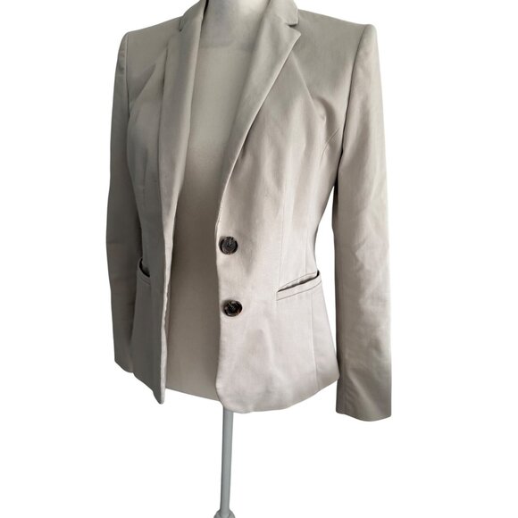 ANN TAYLOR Beige Long Sleeve Jacket Blazer Size 4 - Picture 3 of 6